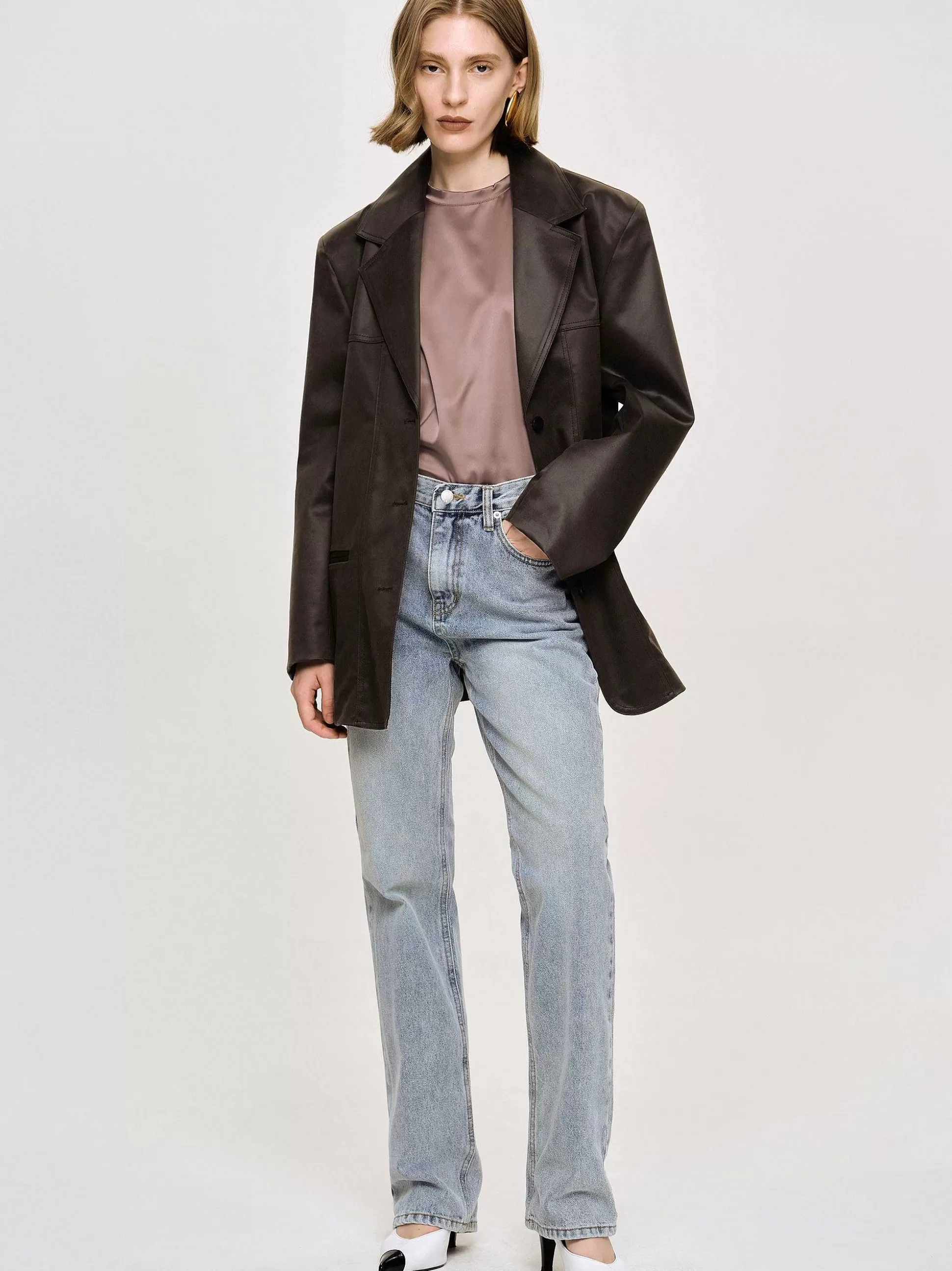 Source Unknown Veste En Simili Cuir Lave, American Bronze Shop